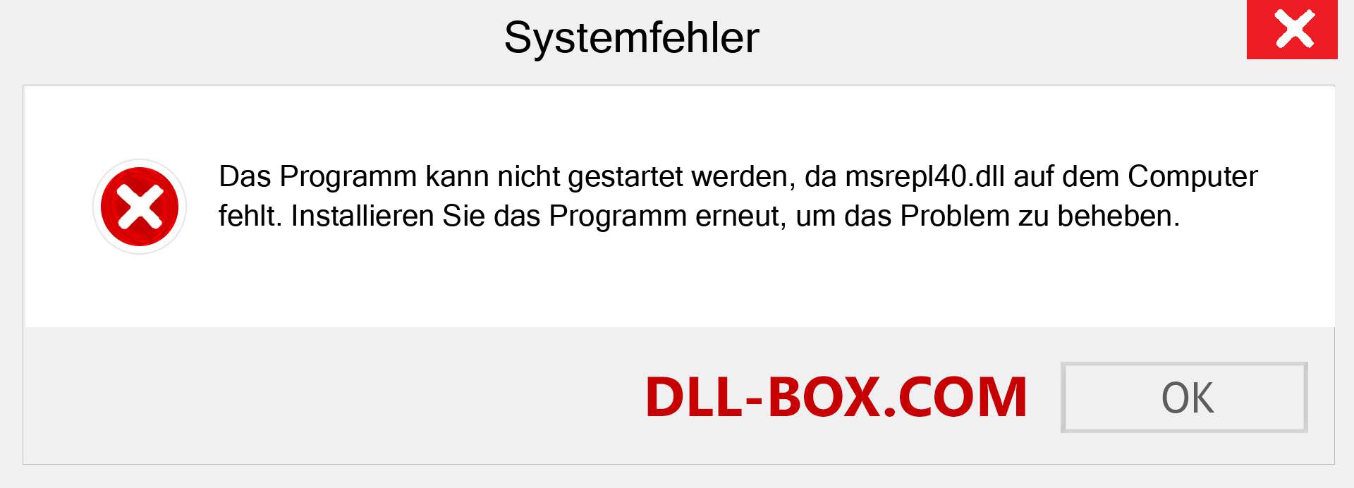 msrepl40.dll-Datei fehlt?. Download für Windows 7, 8, 10 - Fix msrepl40 dll Missing Error unter Windows, Fotos, Bildern