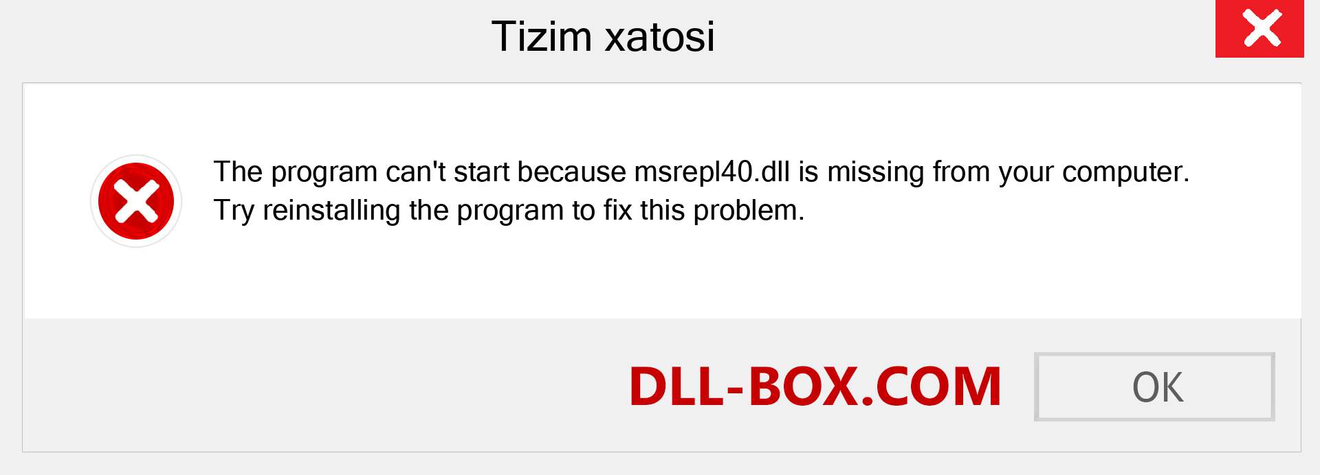 msrepl40.dll fayli yo'qolganmi?. Windows 7, 8, 10 uchun yuklab olish - Windowsda msrepl40 dll etishmayotgan xatoni tuzating, rasmlar, rasmlar